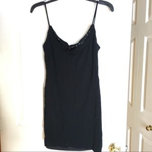 Little Black Shift Mini Dress with Beads
